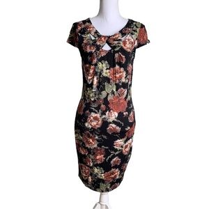 Venus Cutout Neckline Floral Print Midi Dress Size Medium